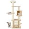 71 Inch Tall Wooden Cat Tree Tower with Soft Padded Plush Cushions Ideal for Indoor Cats